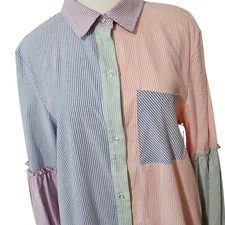 Davi & Dani Dress Size M Multicolor Striped Patchwork Cottagecore New W/O Tags