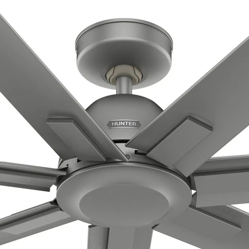 60" Hunter Downtown Matte Silver Damp Ceiling Fan with Wall Control - Picture 4 of 7