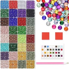32 Colors 32,000 PCS Acrylic Diamond Painting Beads, Flat Bottom Round Rhineston