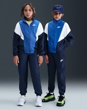 Nike Sportswear Big Kids' Woven Tracksuit Size L Blue White Navy