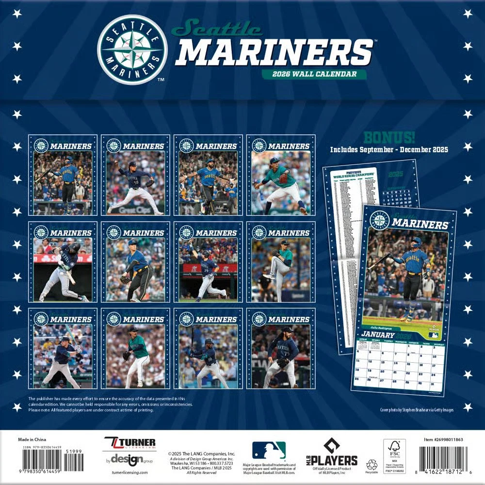 Seattle Mariners 2026 Wall Calendar