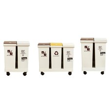 Trash Can with Wheels Garbage Container Open Lids Combo Recycling and Garbage