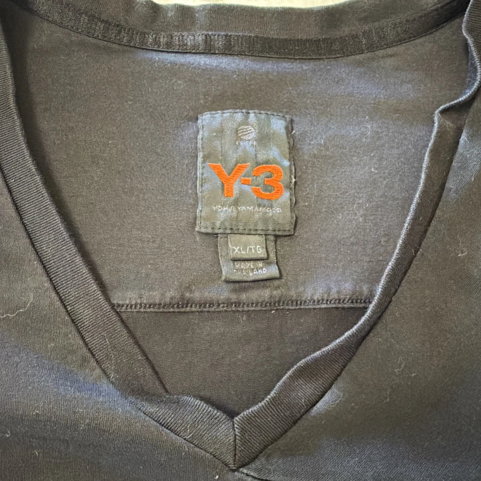 Adidas Y-3 Yohji Yamamoto Tee Men's Size LG ,Black -V-Neck, Embroidered Logo Y3 - Image 2 of 4