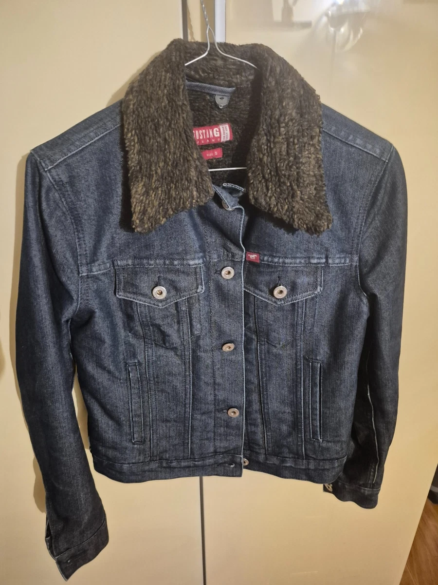 Giacca in jeans con cappuccio, da donna, invernale, in pile, con imbottitura in denim, giacca in pelliccia sintetica, calda giacca invernale, grigio., L