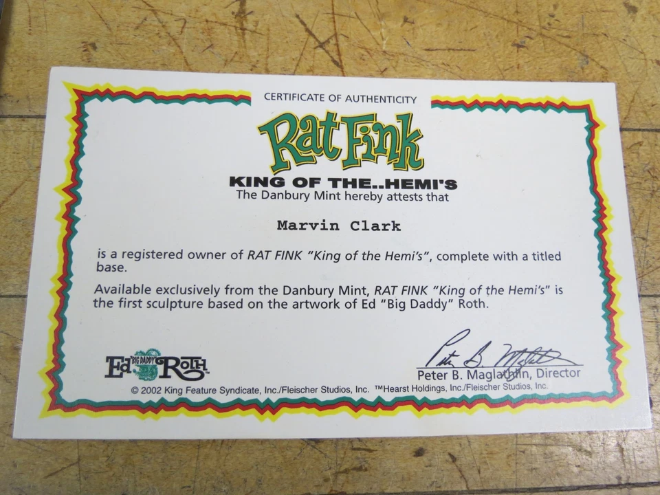 DANBURY MINT- KING OF THE HEMI'S- ED "BIG DADDY" ROTH- RAT FINK - Image 3 of 4
