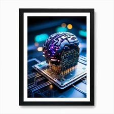 A Futuristic Ai Chip Represented By Framed Wall Art Poster Canvas Print Picture