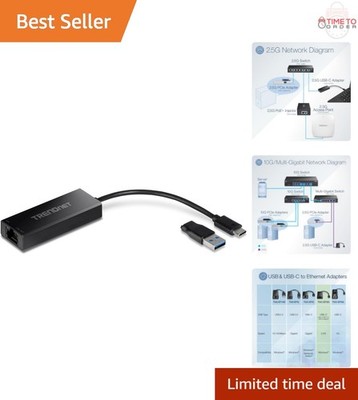 USB-C to 2.5G Ethernet Adapter 3.1 TAA NDAA-Compliant Windows Mac Compatible