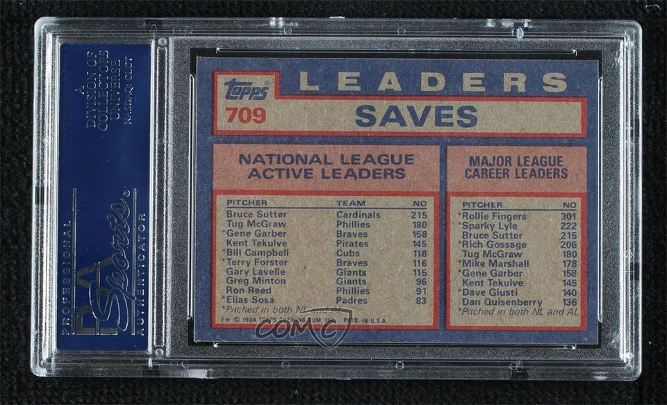 1984 Topps Career Leaders Tug McGraw Bruce Sutter Gene Garber PSA 10 GEMA MT HOF Foto 2 de 2