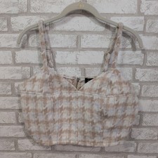 NWT GiGio Houndstooth Fur Crop Top Size M Made In USA