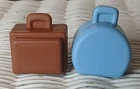BLUE/BROWN Little People FISHER PRICE AIR JETPORT 933 VINTAGE LUGGAGE/SUITCASES