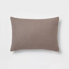Oblong Boucle Color Blocked Decorative Throw Pillow Dark Gray
