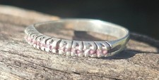 Sterling Silver 925 Pink Stone Anniversary Band - Preowned - Size 6.5