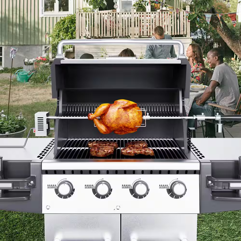 Universal Grill Rotisserie Kit For Grills, Electric Bbq Grill W/ 110-Volt 9W Mot