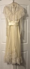 Gunne Sax 70 s Victorian Prairie Bridal Dress Cr me Lace Romance Lined Rare Find