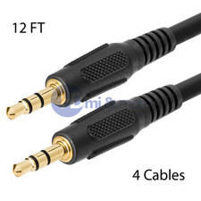 Pack of 4 3.5mm Aux Cable Audio Headphone Cable Cord Auxiliary Male to Male 12FT