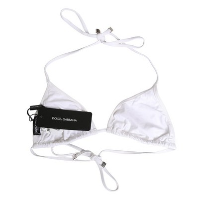 DOLCE & GABBANA Swimwear White Nylon Triangle Beachwear Bikini Top