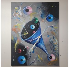Outsider Art Acrylic Painting By David White (1945-2023) Monad Series