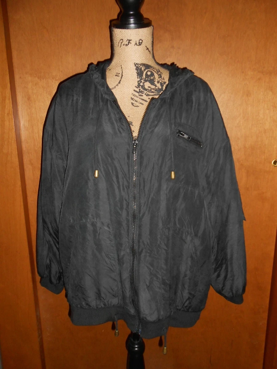 VTG Spasso Womens 100% Silk Black Jacket Coat Full Zip Lined Sz M Medium |  eBay