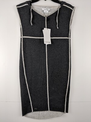 NEW Lacoste Pierre Argent Lurex Fleece Dress Women Size 0 Charcoal Sleeveless E2