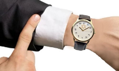 Hebräische Zahlen & Davidstern mittelgroße goldfarbene Uhr mit Lederarmband - Bild 4 von 4