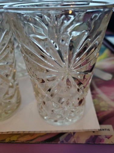 Clear 60’s Oatmeal Starburst “MILK” Tumbler Anchor Hocking EAPG Glass Set of 8 - Picture 3 of 4