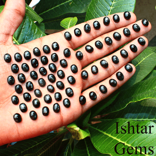 Lote de 25 piedras preciosas calibradas cabujón ovalado de 9 mm x 7 mm con diópsido estrella negra natural - Imagen 12 de 24