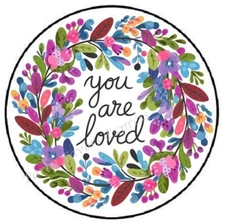 YOU ARE LOVED FLOWER WREATH ENVELOPE SEALS LABELS STICKERS PARTY FAVORS
