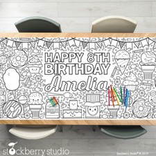 Cupcake Coloring Tablecloth Ice Cream Two Sweet Birthday Party Decoration Kids
