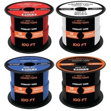 Best Connections 12 Gauge Car Audio Primary Wire 100 ft 4 Rolls Remote, Ground