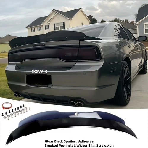 w/Gurney Flap For Dodge Charger 2011-2023 Rear Wicker Bill Hellcat Style Spoiler