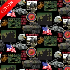 United States Marine Corps Cotton Fabric - 44" Wide - Sold by The Yard & Bolt