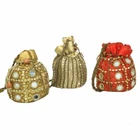 SET OF 3 HANDMADE INDIAN ETHNIC CLUTCH POTLI BATWA POUCH BAG