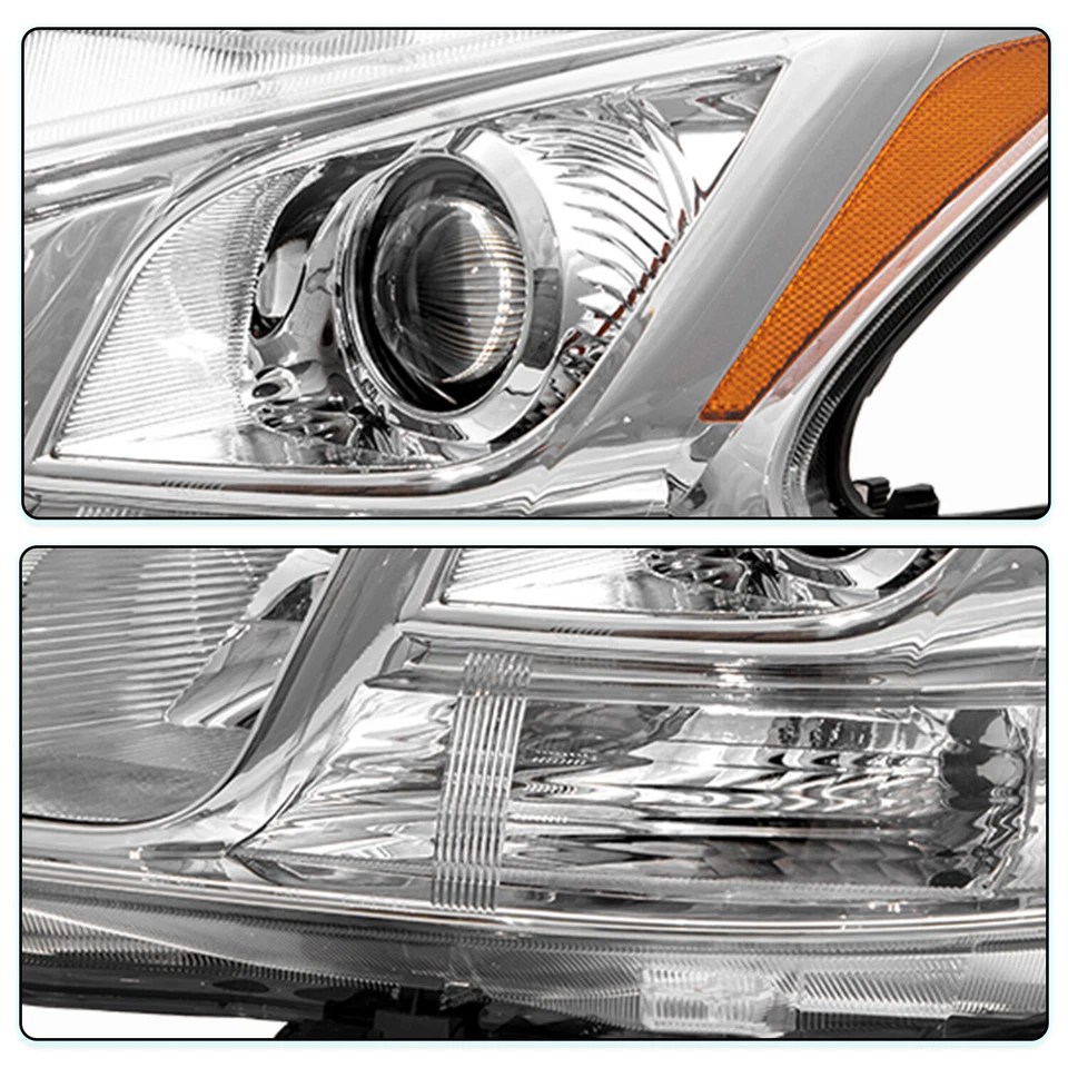 For 2009-2014 Nissan Maxima Sedan Chrome Halogen Headlights Headlamps Left+Right - Image 4 of 4
