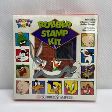 Vintage Looney Tunes Rubber Stamp Kit 1994 NOS Never Used 12 Characters Ink Pad