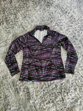 FILA Performance Sport 1/4 Zip Athletic Pullover Black w/colors Woman Sz Medium