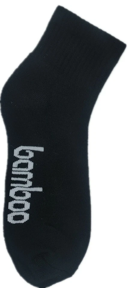 Men Women Bamboo Sport Socks Ankle Quarter Crew Trainer Work Cushion Black White - image 4 of 4