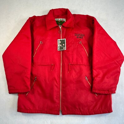NAF NAF Ring Regenjacke Unisex T-1 Herren M-L Rot Vintage Full Zip Anorak