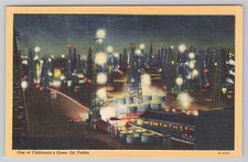 Postcard Oil Field Night View California