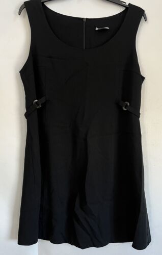 Vintage Mimi Maternity Dress Womens Large Adjustable Black Zip Back Belt Lined