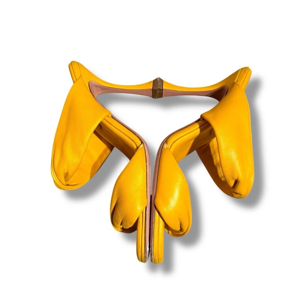 Sandálias de salto Aquazzura Twist couro slip on mula em sol toscano tamanho UE 37 / EUA 7 - Imagem 3 de 4