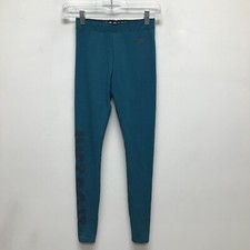 Nike Womens Teal Mid-Rise Just Do It Logo Skinny Pull-On Ankle Leggings XS