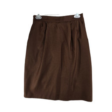 Sag Harbor Womens Brown 100 Pure Wool Pleated Skirt Back Slit Lined SZ 8P NWT