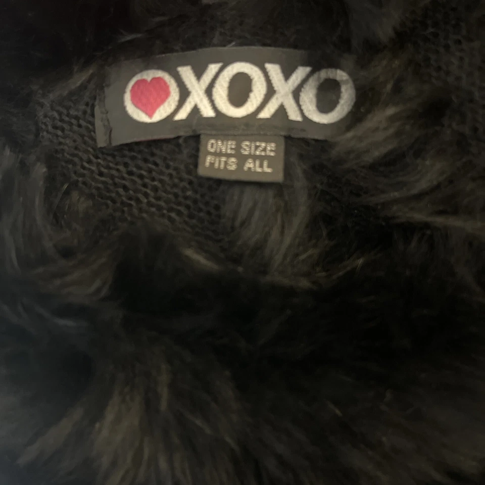 Chaqueta Poncho XOXO GENUINA Piel de Conejo Mujer Talla Única Negra De Colección Foto 4 de 4