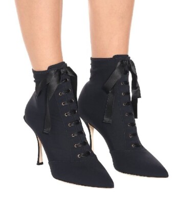 Dolce & Gabbana Lori Black Stretch Jersey Bow Ankle Boots Sz 41 EUR  11 US $1390