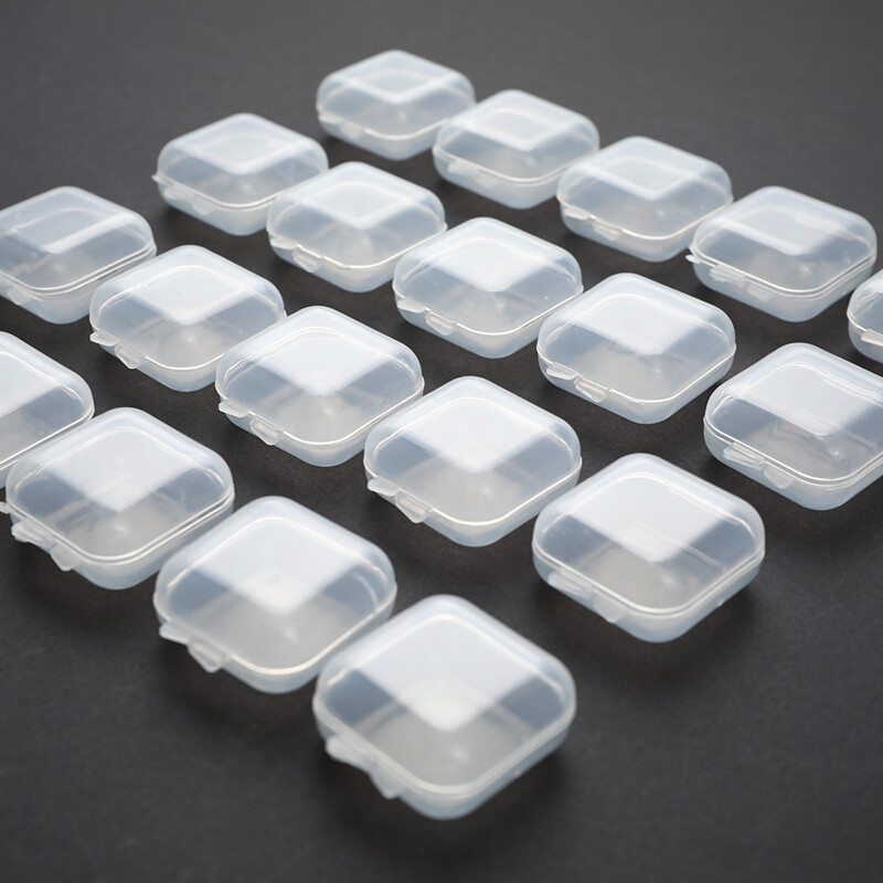 20Pcs Small Clear Plastic Beads Storage Containers Box Hinged Lid For