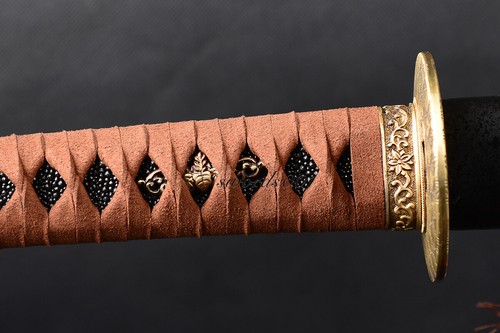 Espada Katana Samurai Japonesa 41"" Doblada Acero Cuero Tsukamaki Latón Koshirae - Imagen 7 de 14