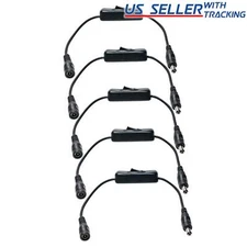 (5-Pack) DC Power Manual Switch Cable Male to Female 5.5mm x 2.1mm Barrel 5X