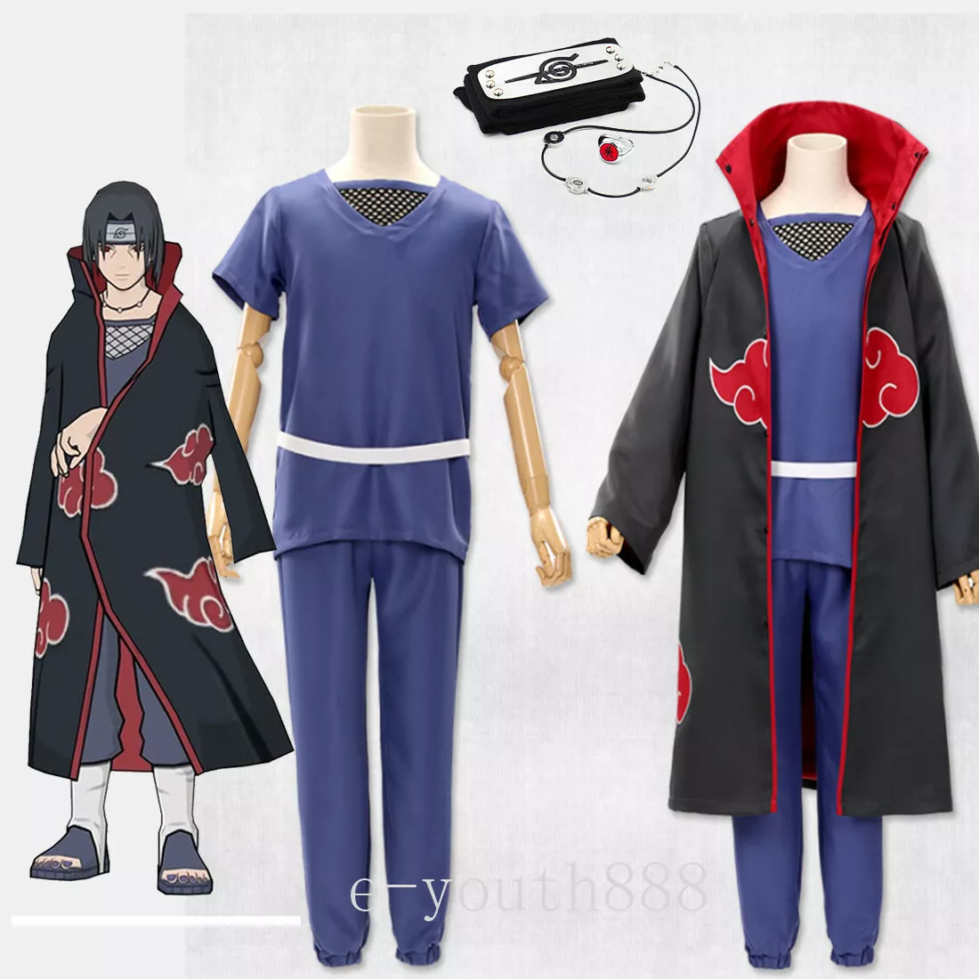 Cape d'halloween, Costume Akatsuki Itachi Cape Cosplay Déguisement