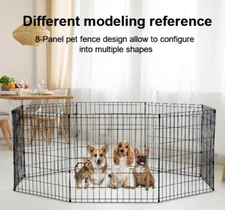 24" Dog Pen Playpen Puppy Pet Playpen 8 Panel Indoor Outdoor Metal Portable Fold