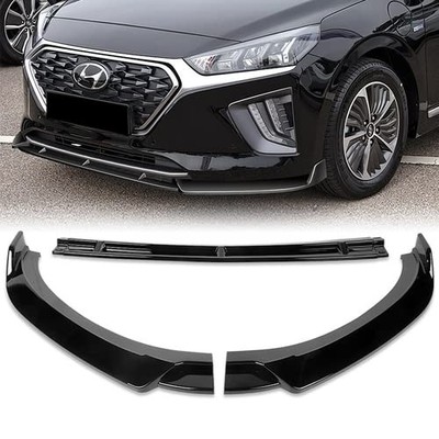 3Pcs Front Bumper Lip Splitter Side Skirts 2017-2022 Hyundai IONIQ Painted Black